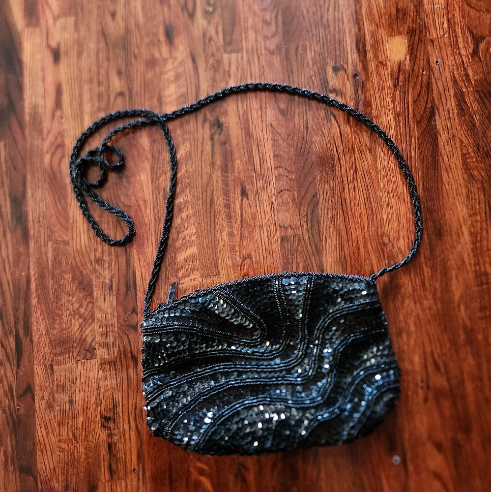 Carla Marchi Black Beaded Evening Bag